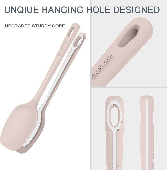 ChefAide 5 Pieces Silicone Spatula Set, Food Grade Rubber Spatula, Upgrade Strong Handle with Ergonomic Grip, Heat Resistant Up to 600°F for Nonstick Cookware, Cooking - Image 3