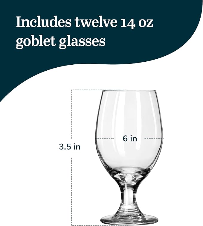 Libbey 14 Oz Perception Banquet Goblet Glasses, Elegant Iced Tea Stemware Glasses, Versatile Goblets Glassware Set of 12 for Cocktails, Wines and More - Image 3