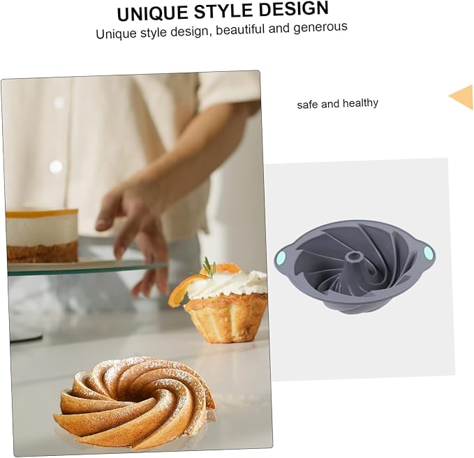 1pc Silicone Baking Sheet Non-stick Round Spiral Cake Mold for Diy Baking Oven Microwave Safe Light Grey - Image 7