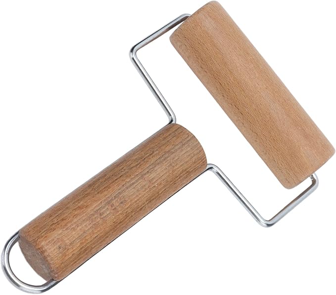 Rolling Pin, Beech Wood and Stainless Steel Dough Roller, Smooth Polished Surface, 160g for Pizza Cake Bread Cookies Baking in Home Kitchen - Image 7