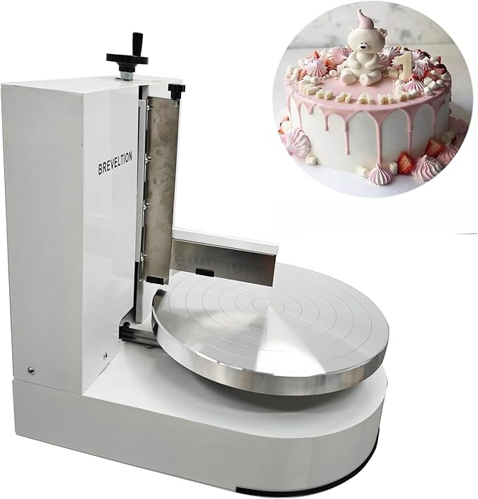 Electric Cake Decorating Machine Cream Coating Spreading Smooth Machine Surface Scraper for 4-12inch Cakes Adjustable Rotating Speed White