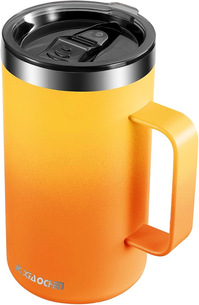KXIAOCHEN 20 oz Insulated Coffee Mug, Coffee Cup with Lid and Wide Handle | 18/8 stainless steel, 6+ hours hot or 12+ hours cold, wide mouth, no-sweat exterior, for office, work, home and camping by KXIAOCHEN