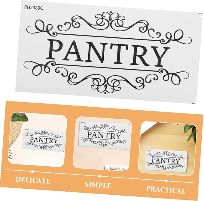 ABOOFAN 4Pcs Removable Pantry Sign Decals for Home Commercial Kitchen Decor Elegant Utility Room Labels Vintage Wall Decoration - Image 3