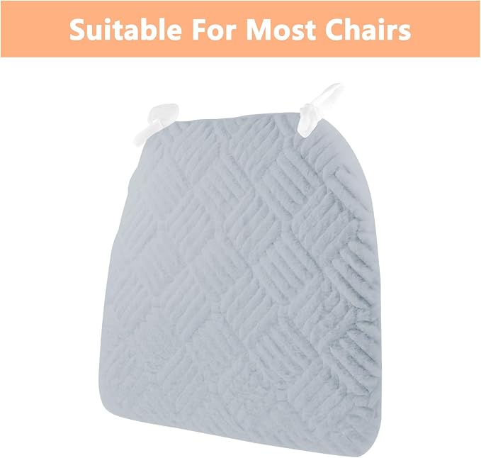 Plush Chair Cushion, Oval Chair Cushion Pad,Ultra Soft Nonslip Seat Pad,Comfortable Chair Cushion Cover,2PCS Memory Foam Chair Seat Cushion for Home Office Kitchen Dining Chairs Baby Blue - Image 4