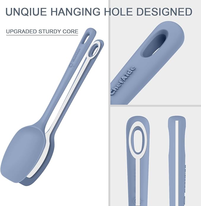 ChefAide 5 Pieces Silicone Spatula Set, Food Grade Rubber Spatula, Upgrade Strong Handle with Ergonomic Grip, Heat Resistant Up to 600°F for Nonstick Cookware, Cooking - Image 3