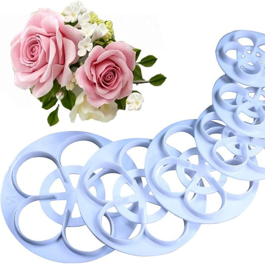KALAIEN Rose Flower Cutters Set Gumpaste Flowers Modelling Tools for Cake Decorating Cookie Mold Sugarcraft Plunger Cutter Mold Set of 6
