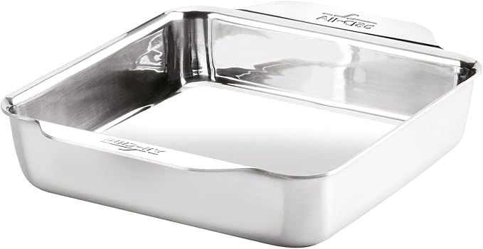 All-Clad Stainless Steel Square Cake Baking Pan 8" x 8" - Tri-ply Bonded for Consistent Baking- (Roast, Bake Cookies, Brownies and More) Professional Stainless Steel Bakeware by Unknown
