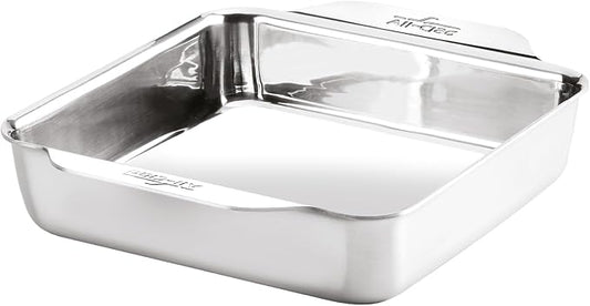All-Clad Stainless Steel Square Cake Baking Pan 8" x 8" - Tri-ply Bonded for Consistent Baking- (Roast, Bake Cookies, Brownies and More) Professional Stainless Steel Bakeware by Unknown