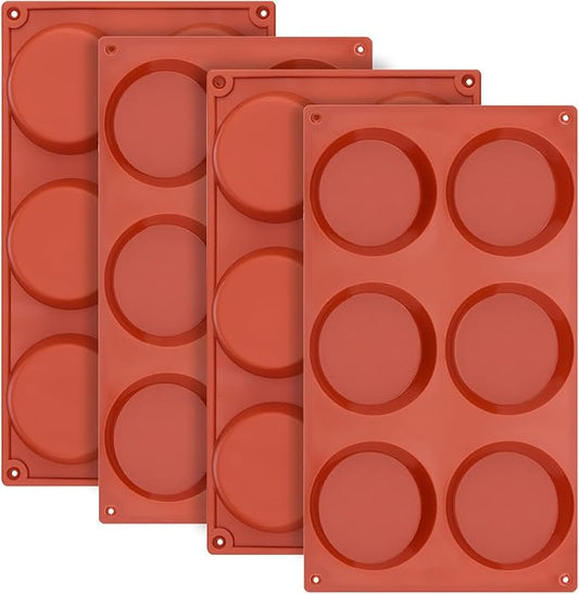 Ocmoiy 3 Inch Egg Mold for Breakfast Sandwiches Round Silicone Muffin Top/Egg Pan, Non-Stick Oven Baking Silicone Molds for Eggs Patty Bites, Tarts, English Muffins, Pack of 4