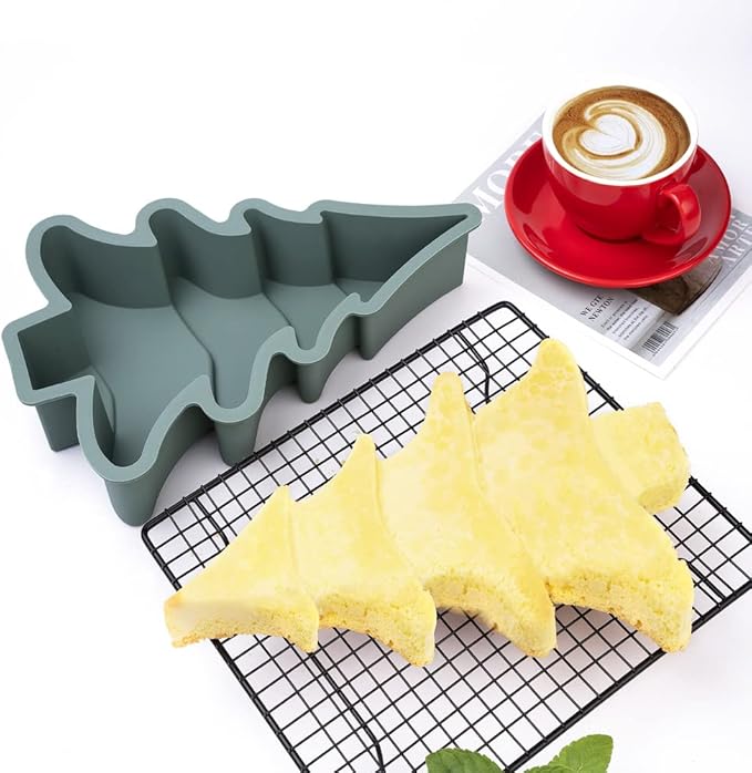 QTECLOR Christmas Tree Silicone Molds for Cake,Cute Cupcake Molds,Non-Stick Baking Molds,Biscuit Christmas Tree Snowflake Bells Gummy Baking DIY Tools,Holiday New Year Party Gift for Kids Teens