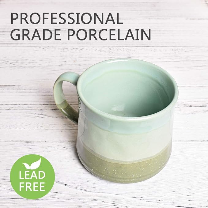Bosmarlin Large Ceramic Coffee Mug, Big Tea Cup, 7 Colors to Choose, 21 Oz, Dishwasher and Microwave Safe, 1 PCS (Green) - Image 3
