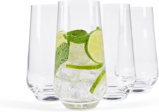 Larder & Vine Crystalline Glassware Tumbler Set, Artisan Drinkware for Cocktails, Water, Whiskey or Spirits, Handmade in Poland (Classic Tall) by LarderVine