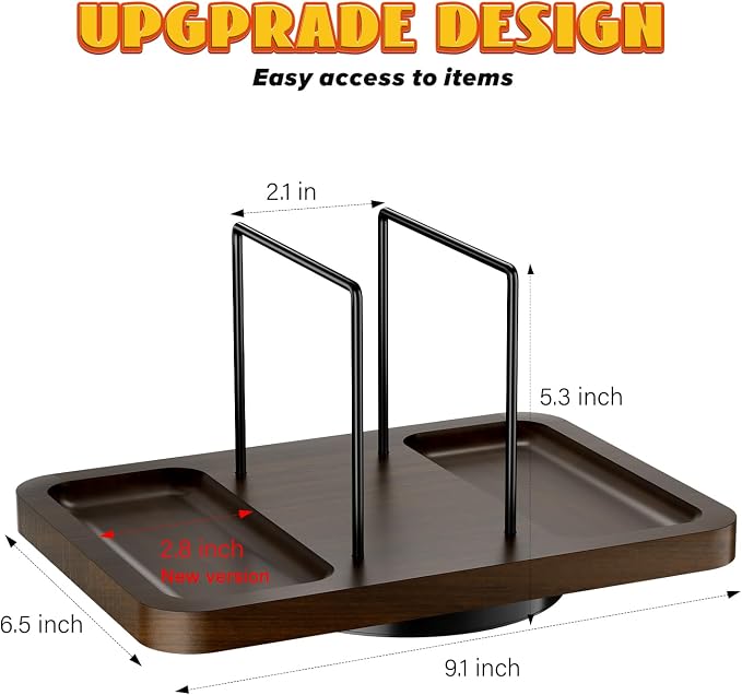 Rotating Napkin Holder for Table with Salt and Pepper Shakers Caddy | Standing Napkin Dispenser, Wood Paper Towel Holder for Bathroom Kitchen Dining Table Decor - Image 6