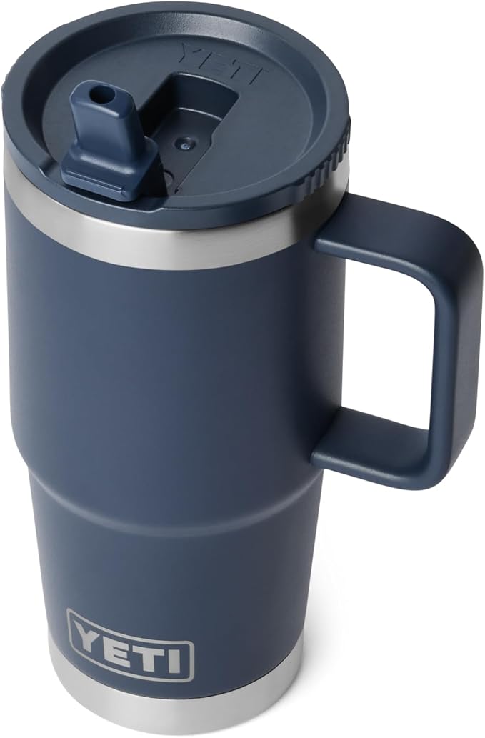 YETI Rambler 20 oz Travel Mug with Flip Straw Lid – Stainless Steel, Vacuum Insulated, Leakproof, Cup Holder Friendly, Navy - Image 7