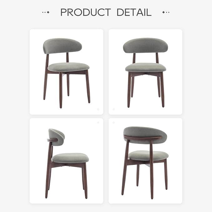 COLAMY Wooden Dining Room Chairs Set of 6, Modern Upholstered Fabric Dining Chairs, Farmhouse Kitchen Chair with Foot Pegs, Green - Image 9