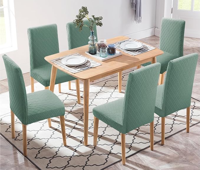 Fuloon 6 Pack Super Fit Stretch Removable Washable Short Dining Chair Protector Cover Seat Slipcover for Hotel, Dining Room, Ceremony, Banquet Wedding Party - Image 6