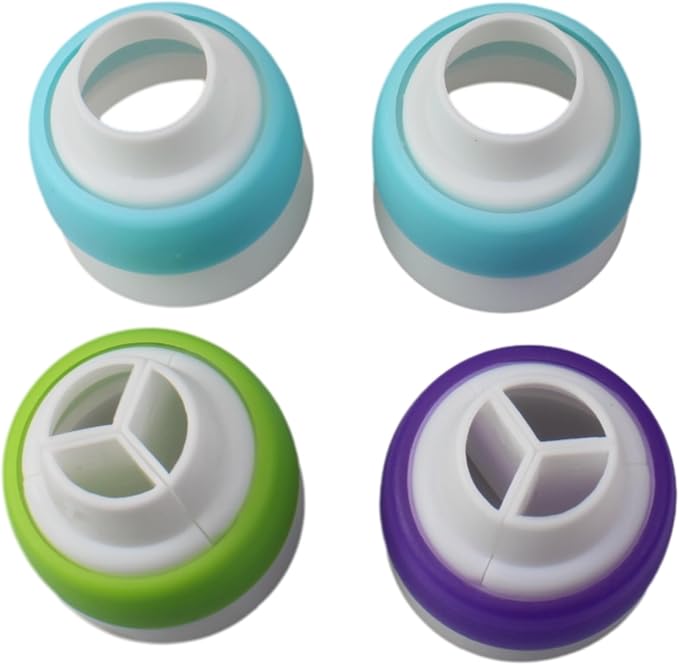 FDXGYH 4 Pcs Single Hole/Three Holes Russian Nozzle Converter 3 Color Piping Tip Converter Plastic Icing Nozzles for Cream Coupler Cake Decor