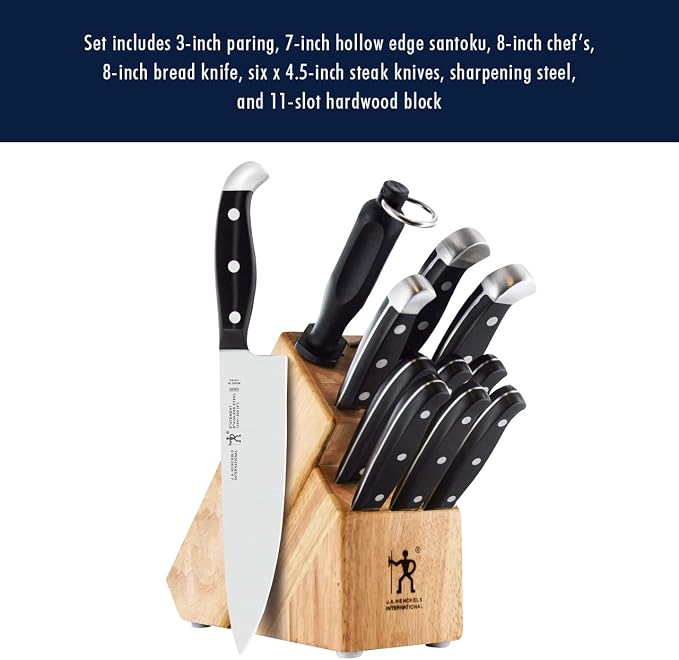Henckels Statement 12-Pc Knife Block Set, Razor-Sharp, German Engineered | Informed by 100+ Years of Mastery. Effortless Cutting with Lightweight with Comfortable Grip, Dishwasher safe. - Image 10