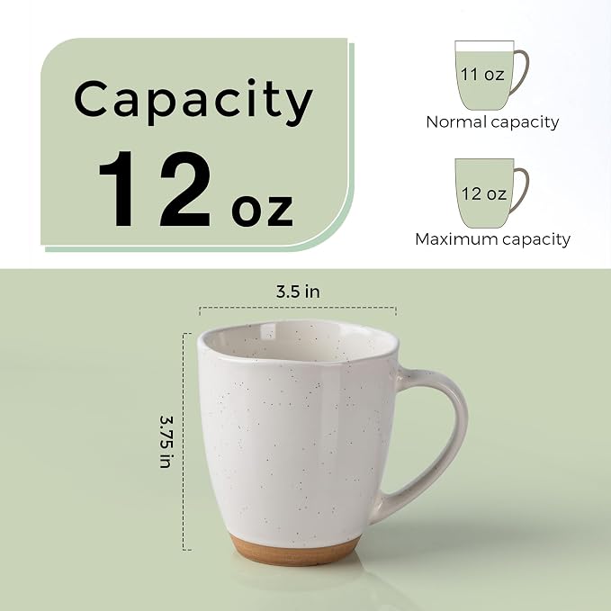 AmorArc 12oz Ceramic Coffee Mugs set of 6, Stylish Coffee Mugs with Rustic Terracotta Underside for Latte/Cappuccino/Milk/Cocoa, Dishwasher&Microwave Safe, Light Beige - Image 2