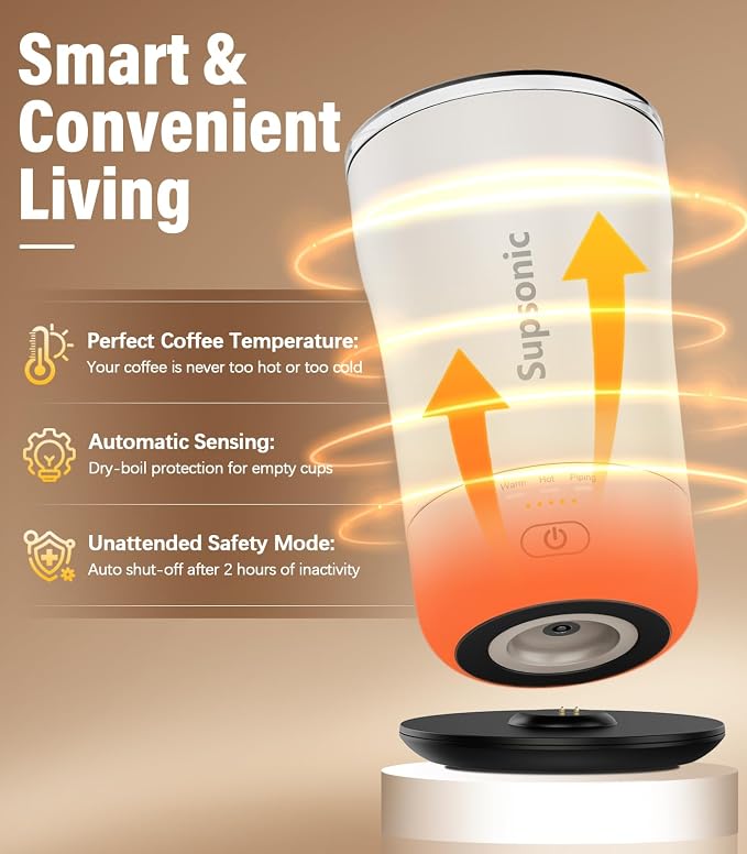 Supsonic - 14oz Heated Coffee Mug, Self-Heating Travel Mug with 3-Temp Settings, Insulated Stainless Steel Constant Temperature Heating Mug for Beverage, Smart Heating Portable Coffee Mug | S1 - Image 3