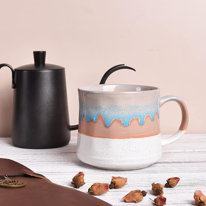 Bosmarlin Large Ceramic Coffee Mug, Big Tea Cup, 7 Colors to Choose, 21 Oz, Dishwasher and Microwave Safe, 1 PCS (White) - Image 4