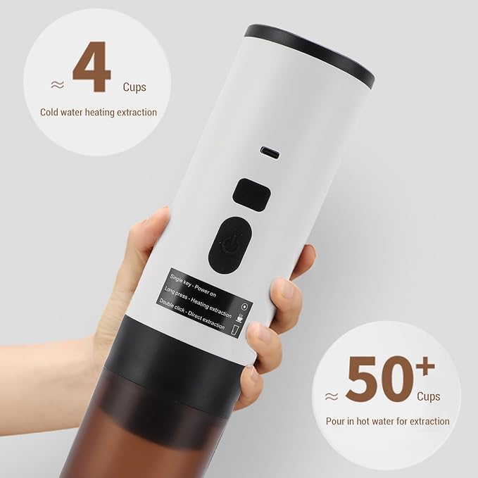 Portable Capsule Coffee Maker 72W Cordless Heating, Automatic Small Electric Coffee Machine for Travel Home Outdoor, 304 Stainless Steel Builtin Battery - Image 3