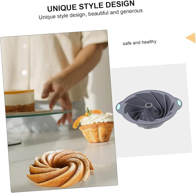 MAGICLULU 1pc Silicone Cake Mold Food-grade Silicone Spiral Design for Chiffon Cakes Light Grey Easy to Use for Home Baking Parties - Image 9