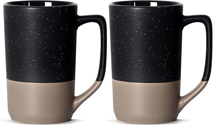 16 OZ Tall Coffee Mugs with Speckled, Large Diner Blcak Cups with Handle, Bulk Ceramic Cup for Porcelain Cup or Mug Lovers DIY Gifts, Safe for Dishwasher, Microwave, Set of 2 - Image 7