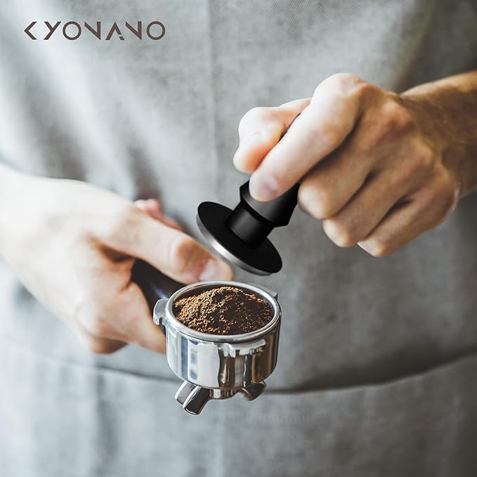 KYONANO 58.5mm Espresso Tamper, 30lb Spring-Loaded Calibrated Coffee Tamper, 304 Stainless Steel, Anodized Aluminum Handle Barista Tamper Suit for Over 58mm Rancilio, Gaggia Portafilter