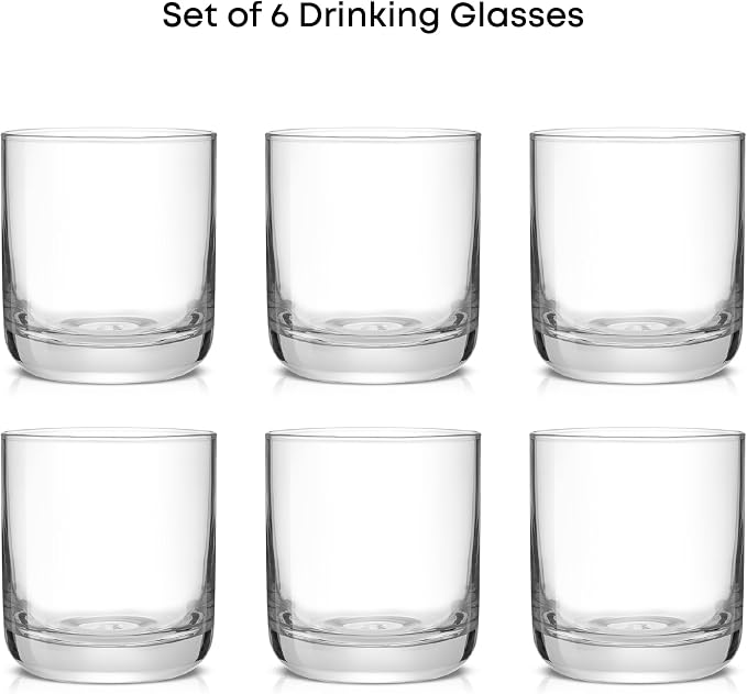 JoyJolt Faye Crystal Whiskey Glasses, Lowball Glasses Set of 6, 10oz Short Glass Tumbler, Double Old Fashioned Rocks Glass for Scotch or Bourbon, Dishwasher Safe Glassware - Image 2