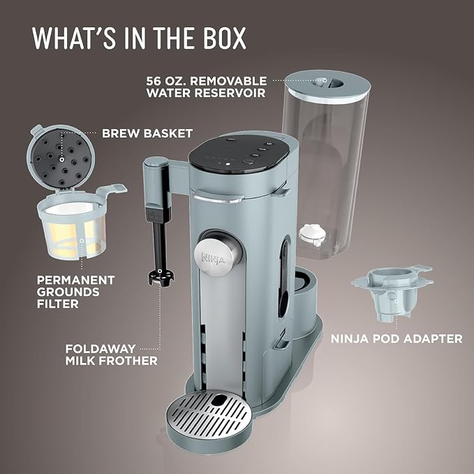 Ninja Pods & Grounds Coffee Maker, K-Cup Compatible, Glacier Blue, PB051GB | Built-In Milk Frother, 6-oz. Cup to 24-oz. Travel Mug Sizes, Iced Coffee Maker - Image 6