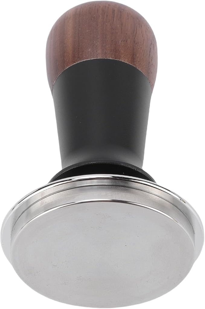 Walnut Wood Coffee Tamper with Stainless Steel Base, 58mm Precision Ground Coffee Tamper for Cafe & Home Brewing