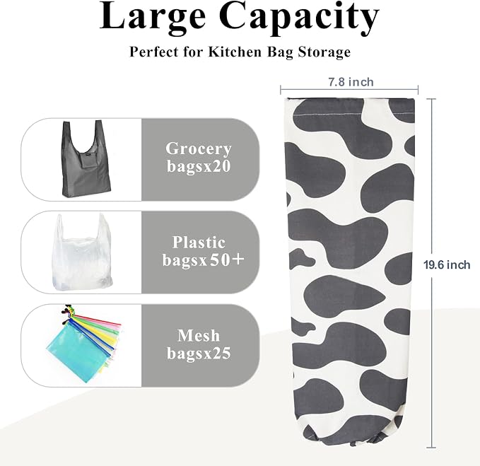 Plastic Bag Organizer, Wall Mount Dispenser, Heavy Duty Grocery Storage, Hanging Shopping Holder for Home Kitchen (Black Spots) - Image 3