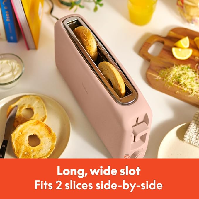 bella 2 Slice Slim Toaster, Fits-anywhere™ Kitchenware, 6 Setting Shade Control with Reheat & Cancel Buttons, Fits sourdough, 10” Long Slot, Anti Jam & Auto Shutoff, 900 Watt, Blossom - Image 3