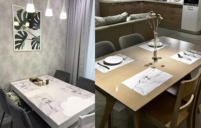GENNISSY Marble Placemats Washable for Dining Table Set of 6 Thin Environmental Table Mats Wipeable Easy Clean for Kitchen Dinner Party (White Marble) - Image 4