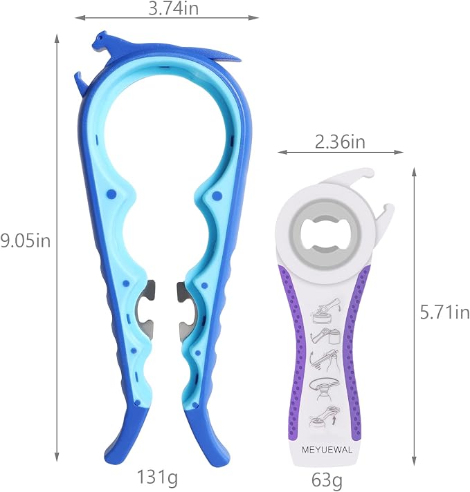 Latest Jar Opener Bottle Opener for Weak Hands, 6 in 1 Multi Function Can Opener Bottle Opener Kit with Silicone Handle Easy to Use for Children, Elderly and Arthritis Sufferers(JAR-Blue3.0) - Image 4