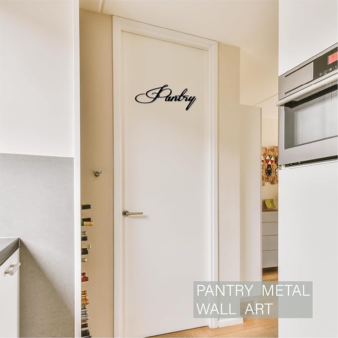 Pantry Metal Sign, 26 Inch Modern Pantry Signs Wall Decor, Black Metal Pantry Wall Art Hanging Decoration for Door and Kitchen Wall, Housewarming Gift - Image 2