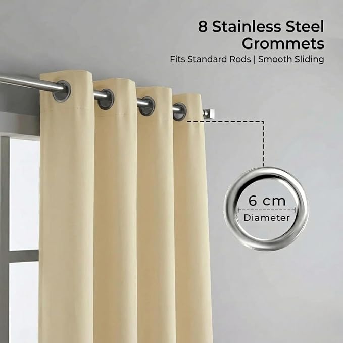 Urban Villa Cotton Grommet Curtains 52x96 (2 Panels) Ivory - Image 4