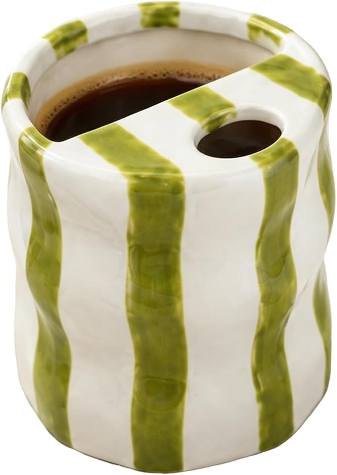 Espresso Cups Ceramic Coffee Mug Series European Striped Dot Coffee Cup And Saucer Mug Cake Plate Afternoon Tea Set Tea Cup And Saucer (Green 3) by CACXKEP