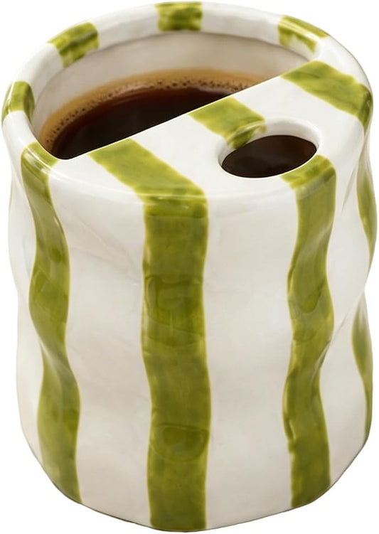 Espresso Cups Ceramic Coffee Mug Series European Striped Dot Coffee Cup And Saucer Mug Cake Plate Afternoon Tea Set Tea Cup And Saucer (Green 3) by CACXKEP