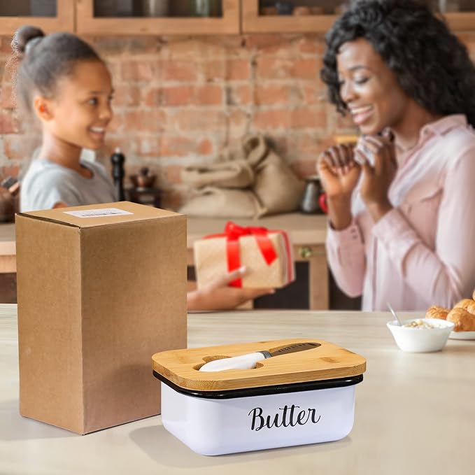 LANDNEOO Butter Dish with Lid and Butter Curler Knife - Unbreakable Stainless Steel Keeper Container with Double Silicone Sealing, for Kitchen Farmhouse Decor - Image 7