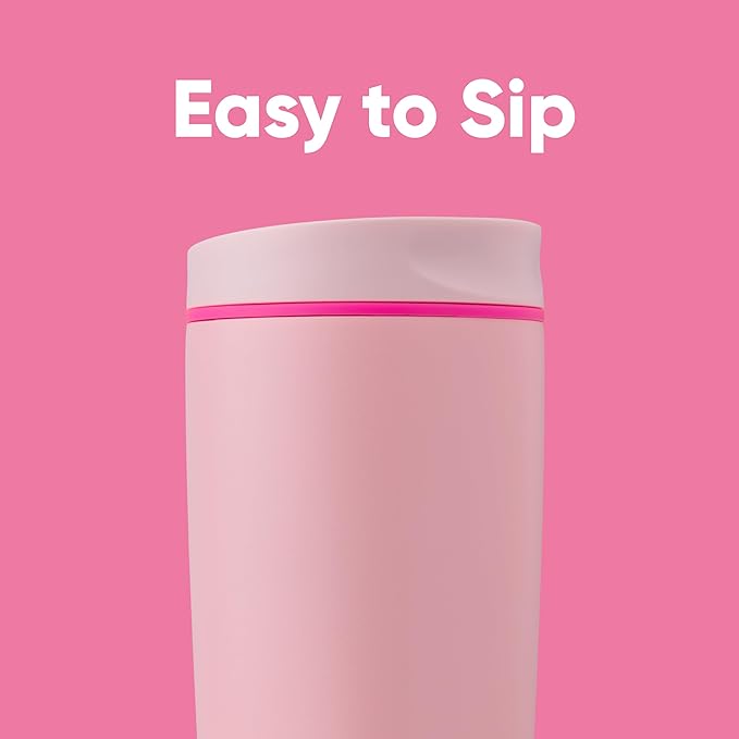 Owala SmoothSip Slider Insulated Stainless Steel Coffee Tumbler, Reusable Iced Cup, Hot Coffee Travel Mug, BPA Free 20 oz, Pink (Pucker Up) (Pack of 8) - Image 2