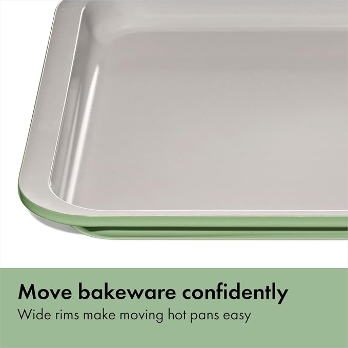 OXO Good Grips Non-Stick Pro Ceramic Coated Metal Bakeware 3-Piece Sheet Pan Set — Basil, Baking Sheet Set for Cookies, Cakes and Meats - Image 5