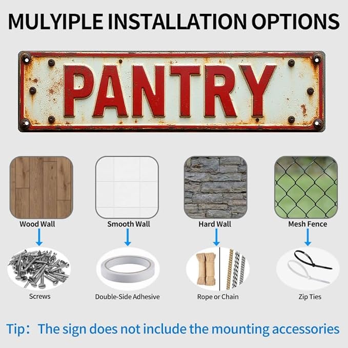 Wall Decor 16 * 4 Inch Tin Signs PANTRY Kitchen Storage Room Farmhouse Retro Decor - Image 5