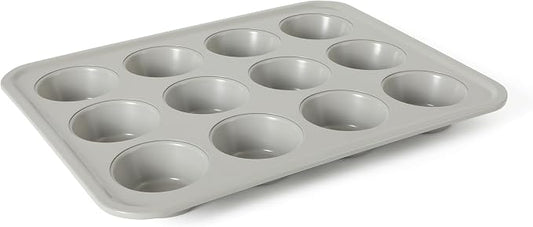 Calphalon Legacy 12 Cup Nonstick PFA Free Cupcake Muffin Pan Baking Pan in Taupe, Heavy Gauge Steel Bakeware for Even Heating, Oven Safe Muffin Tray for Cupcakes by Unknown