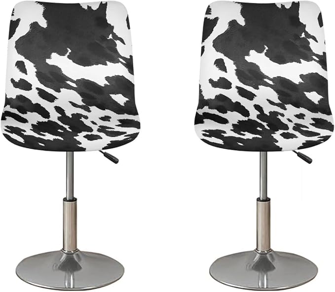 Cow Print Bar Stool Chair Covers, Washable Removable Bar Stool Chair Seat Covers Counter Height Chairs Covers Swivel Barstool Covers Bar Chair Decor by Sellikakes