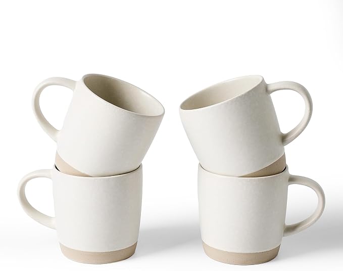 famiware Coffee Mugs Set of 4, Milkyway 13 oz Mug Set, Ceramic Cup Set with Handle for Coffee, Tea, Cocoa, Milk, Matte White by Famiware