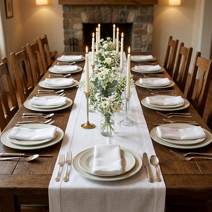 Urban Villa Table Runner Cotton Heavier Quality 14x72 White by CottonTrends