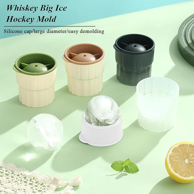 Kyraton Ice Molds Set 4 Pack, 2inch Plastics Round Ice Cube Mold, Ice Ball Maker Mold, Stackable Puck Maker, Easy Release, Mixing Colours