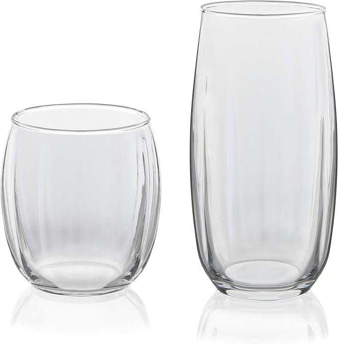 Libbey Samba Rocks and Tumbler Glass Cups Set of 16, All Purpose Everyday Drinking Glasses Set, Dishwasher Safe Modern Glassware Set for Events - Image 8